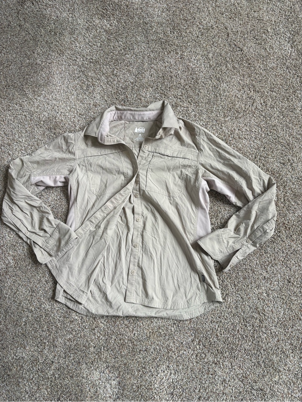 REI Women's Button-Up Sun Shirt in Light Beige